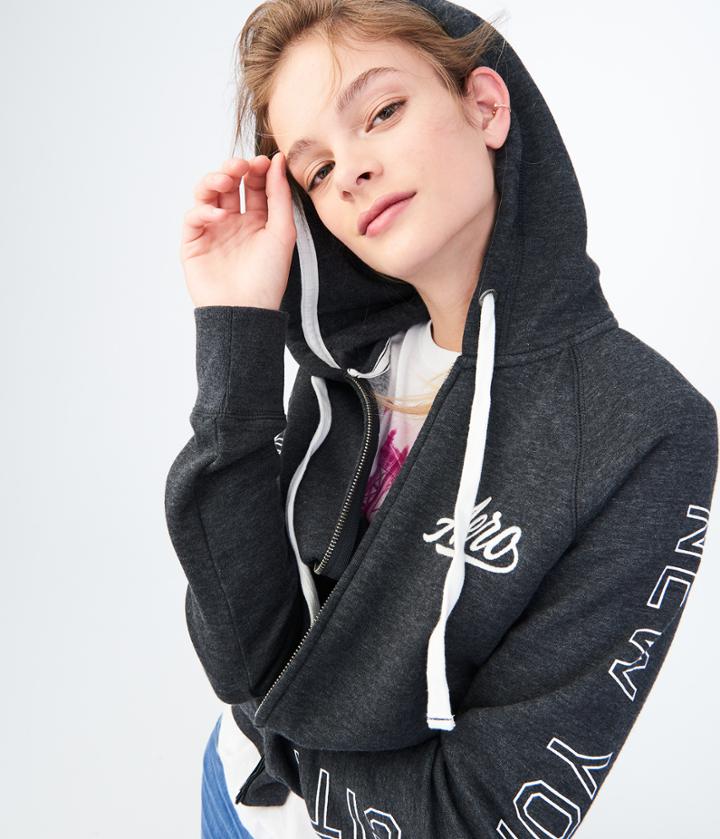 Aeropostale Aeropostale Aero Eighty Seven Full-zip Hoodie - Charcoal Heather, Xsmall
