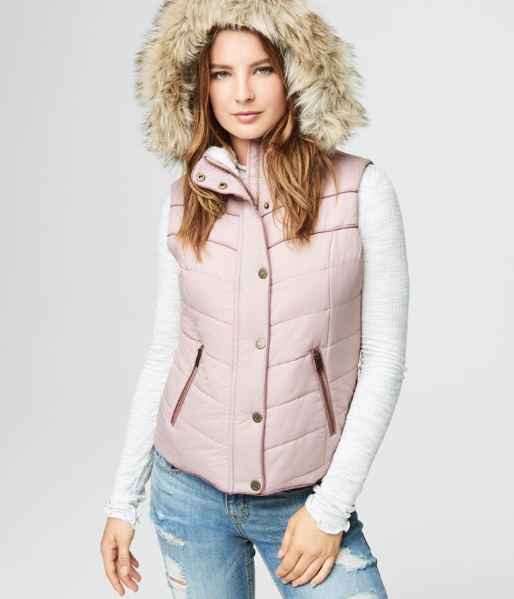 Aeropostale Aeropostale Hooded Puffer Vest - Light Purple, Xsmall