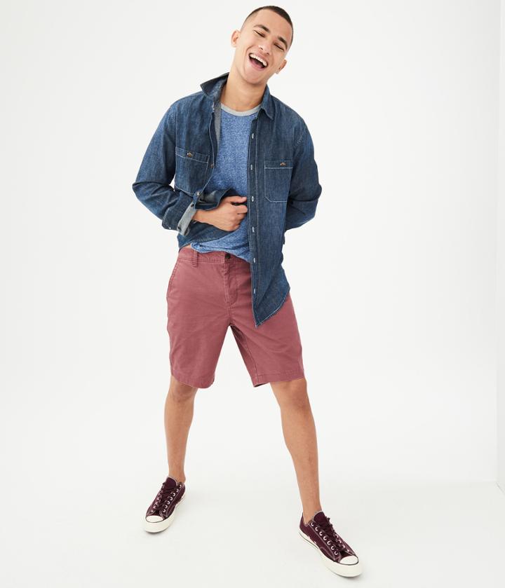 Aeropostale Aeropostale Classic Flat-front Reflex Shorts - Pink Quartz, 27