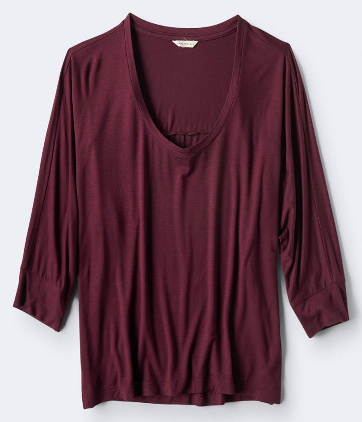 Aeropostale Aeropostale 3/4 Sleeve Slouchy Dolman Tee - Dark Red, Xsmall