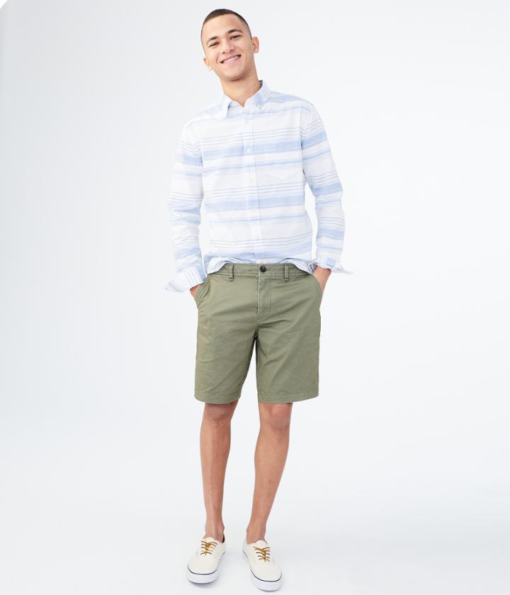 Aeropostale Aeropostale Classic Flat-front Reflex Shorts - Deep Lichen Green, 27