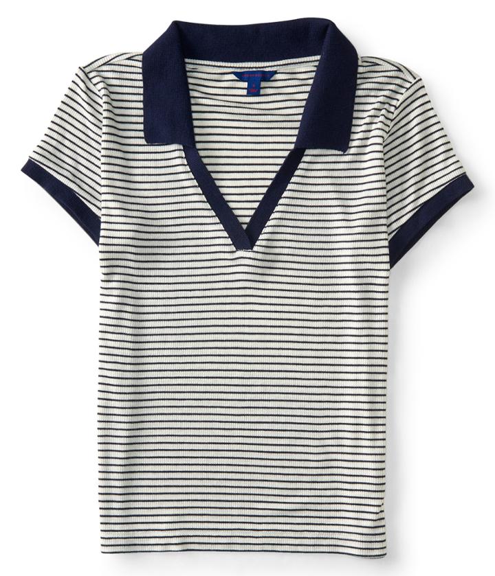 Aeropostale Aeropostale Striped Throwback Jersey Polo - Floral White, Small