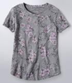 Aeropostale Aeropostale Seriously Soft Floral Scoop-neck Tee - Medium Grey, Xsmall