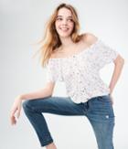 Aeropostale Aeropostale Floral Button-front Peasant Top - Floral White, Xsmall