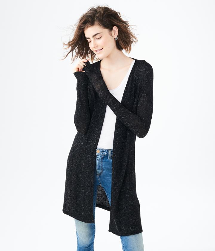 Aeropostale Aeropostale Metallic Split-hem Cardigan - Black, Xsmall