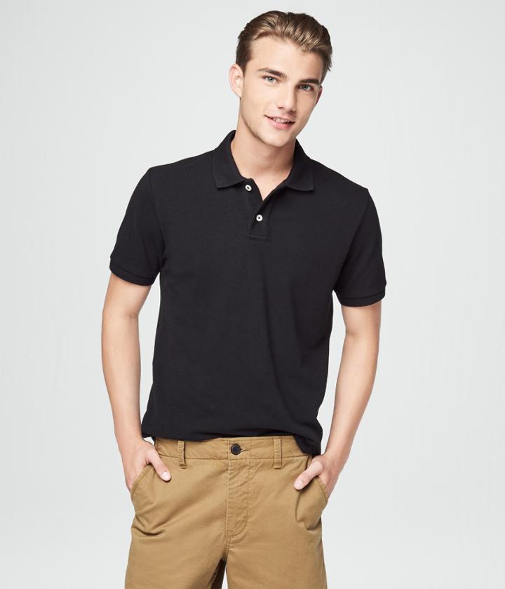 Aeropostale Aeropostale Solid Uniform Pique Polo - Black, Xsmall