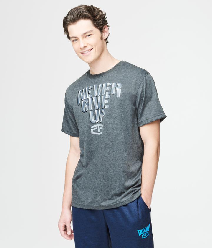 Aeropostale Aeropostale Tapout Never Give Up Graphic T - Charcoal Heather Grey, Small