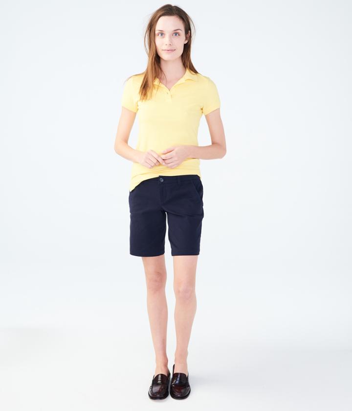 Aeropostale Aeropostale Curvy Solid Bermuda Uniform Shorts - Navy, 4