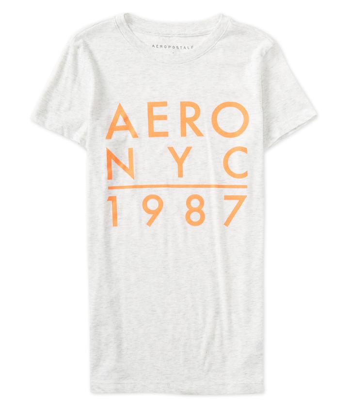 Aeropostale Aeropostale Aero Nyc 1987 Graphic Tee - Lightest Heather Grey, Xsmall