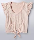 Aeropostale Aeropostale Solid Tie-front Tee - Light Ping, Xsmall