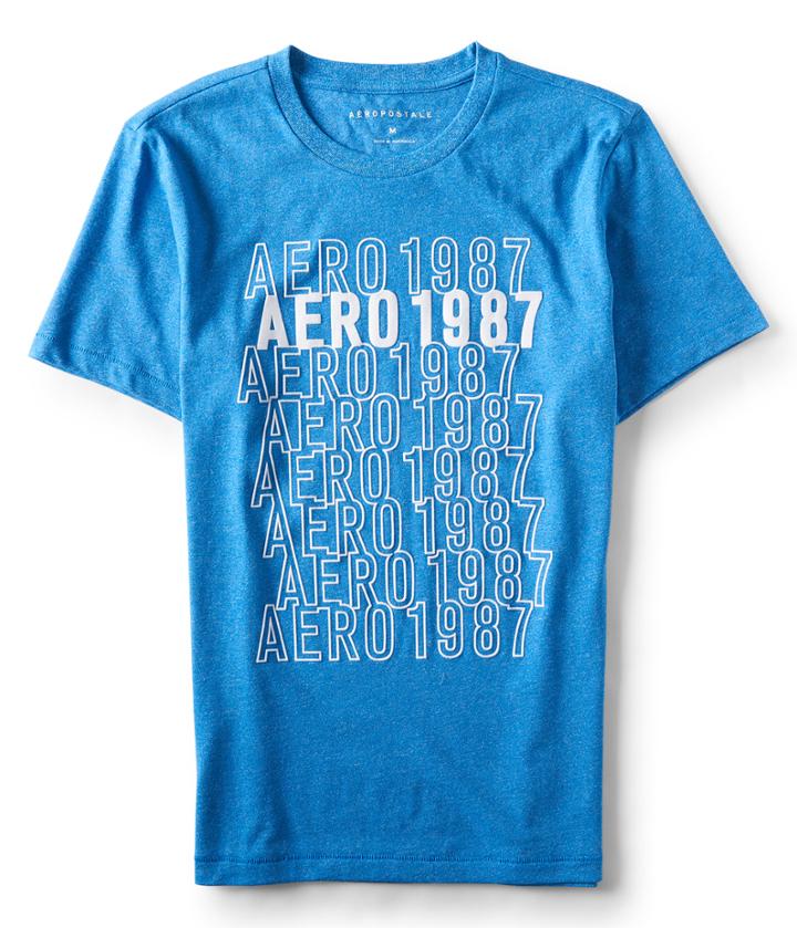 Aeropostale Aeropostale Flocked Aero 1987 Graphic Tee - Blue Wonder, Xsmall