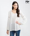 Aeropostale Tokyo Darling Sheer Long Sleeve Peasant Top