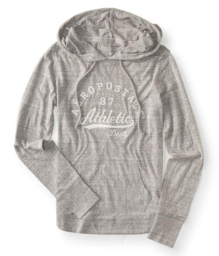 Aeropostale Long Sleeve Aropostale Athletics Hooded Tee - Medium Heather Grey, Xsmall