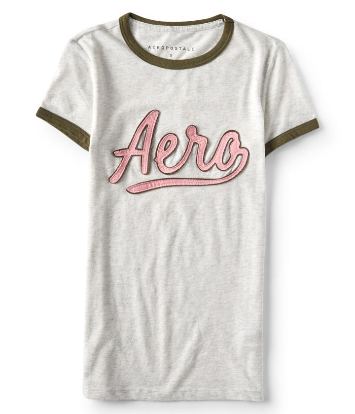 Aeropostale Aeropostale Aero Logo Ringer Graphic Tee - Lightest Heather Grey, Xsmall