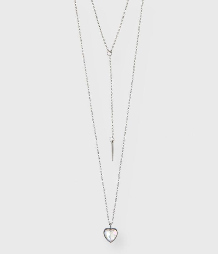 Aeropostale Aeropostale Heart Short/long-strand Necklace 3-pack - Dark Grey