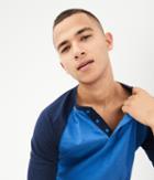 Aeropostale Aeropostale Long Sleeve Raglan Henley - Royal Blue, Xsmall