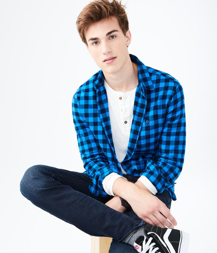Aeropostale Aeropostale Long Sleeve Buffalo Plaid Flannel Woven Shirt - Stratopshere, Xsmall