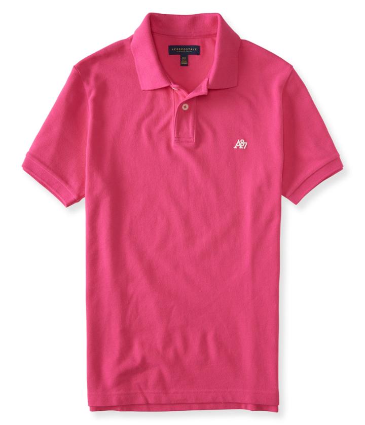 Aeropostale Aeropostale A87 Solid Logo Piqu Polo - Delicate Rose, Xsmall