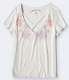 Aeropostale Aeropostale Seriously Soft Floral Crisscross Girl Tee - Floral White, Small