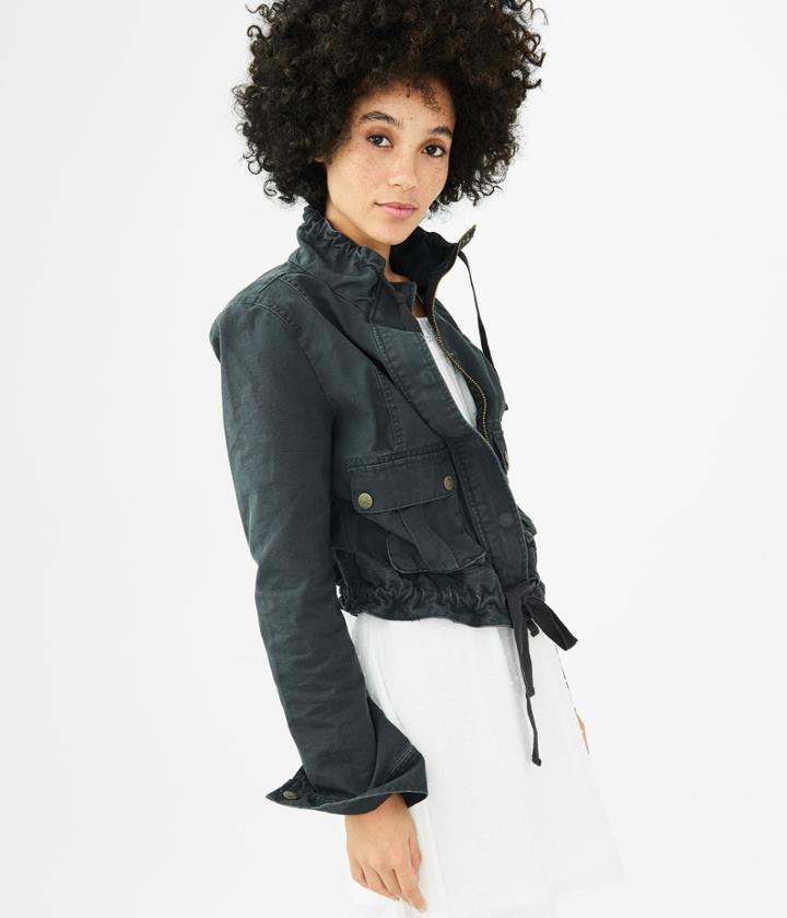 Aeropostale Aeropostale Cropped Surplus Jacket - Dark Grey, Xsmall
