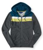 Aeropostale Aeropostale Mesh Stripe Full-zip Hoodie - Charcoal Heather Grey, Xsmall