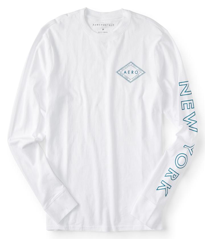 Aeropostale Aeropostale Long Sleeve Aero New York Graphic Tee - Bleach, Medium