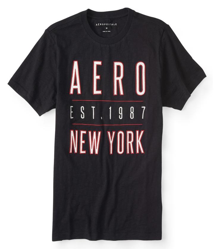 Aeropostale Aeropostale Embroidered Aero New York Graphic Tee - Black, Xsmall