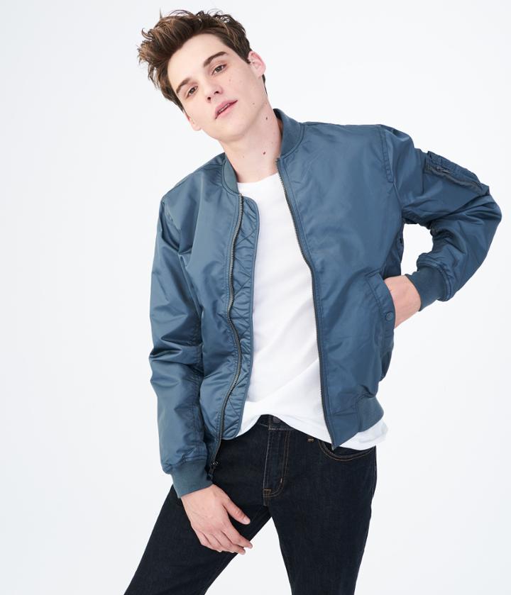Aeropostale Aeropostale Solid Bomber Jacket - Dark Slate, Small