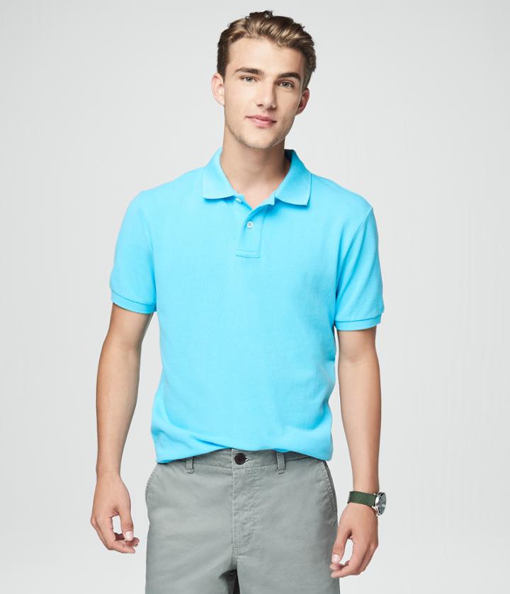 Aeropostale Aeropostale Solid Uniform Pique Polo - Skylark Blue, Xsmall