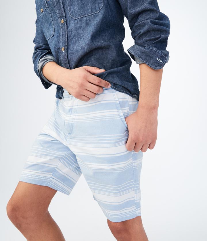 Aeropostale Aeropostale Breeze Stripe Flat-front Shorts - Wink Blue, 27