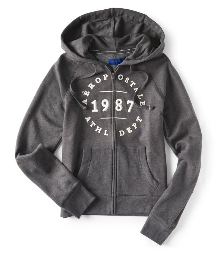 Aeropostale Aropostale 1987 Athl Dept Full-zip Hoodie - Charcoal Heather Grey, Xsmall