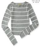Aeropostale Prince & Fox Long Sleeve Striped Crop Top