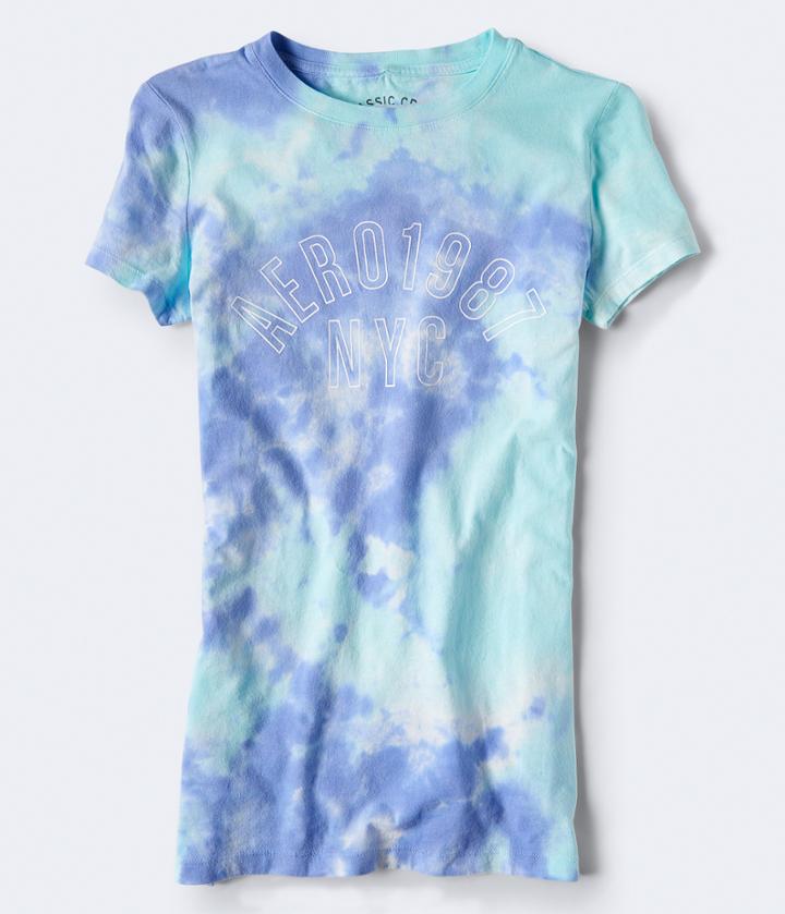 Aeropostale Aeropostale Aero 1987 Tie-dye Graphic Tee - Blue, Medium