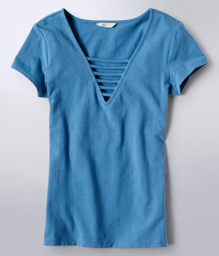 Aeropostale Aeropostale Strappy-front Bodycon Top - Grey Blue, Small