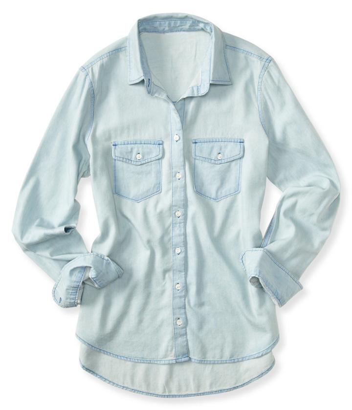 Aeropostale Aeropostale Prince & Fox Light Wash Chambray Button Down - Chambray, Xsmall