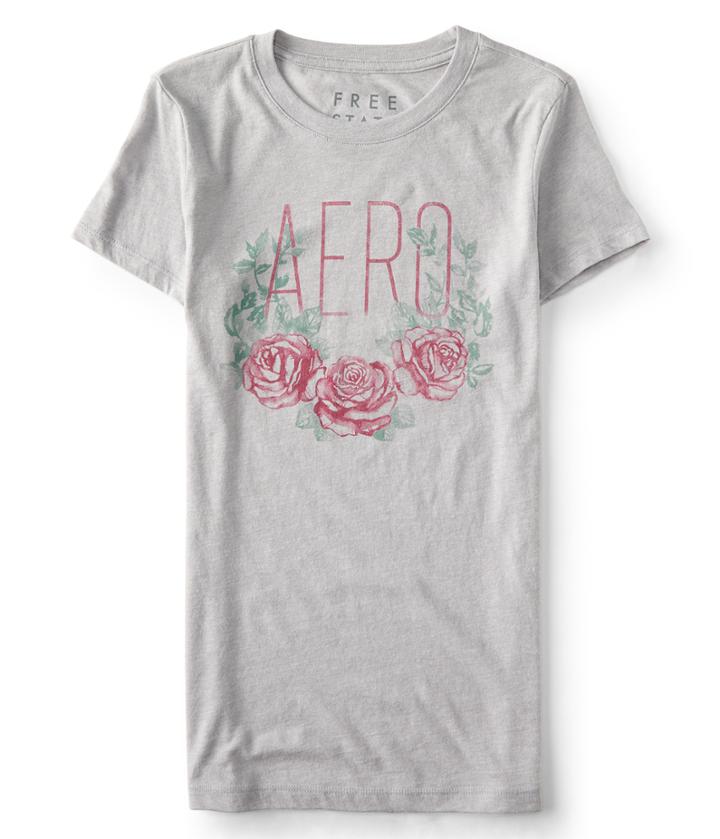 Aeropostale Aeropostale Free State Aero Rose Graphic Tee - Light Heather Grey, Xsmall