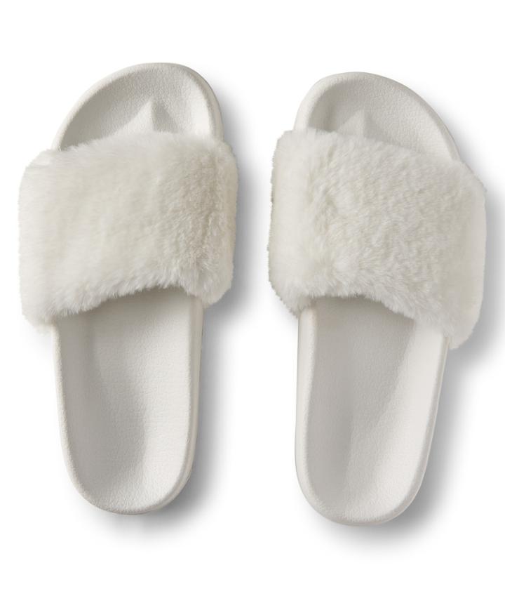 Aeropostale Aeropostale Faux Fur Slide Sandal - Bleach, 6