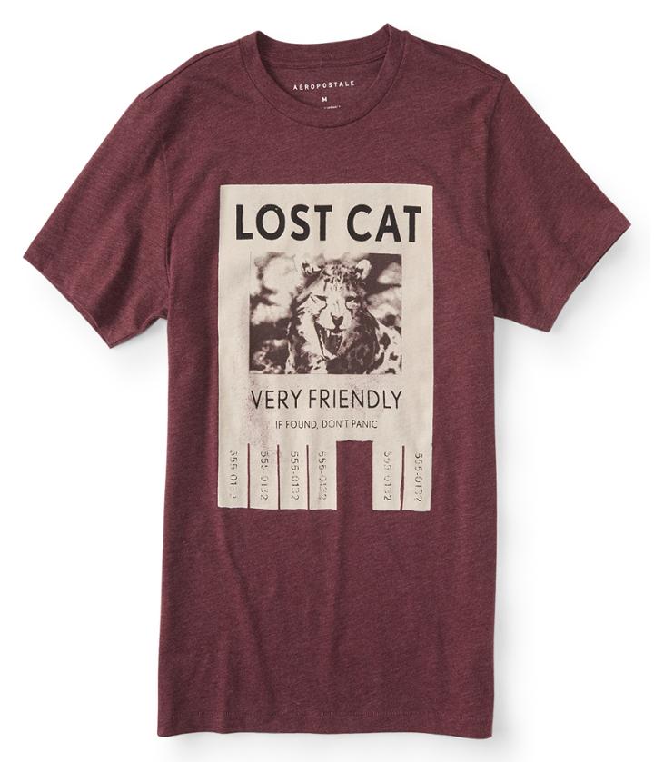 Aeropostale Aeropostale Lost Cat Graphic Tee - Dark Red, Xsmall