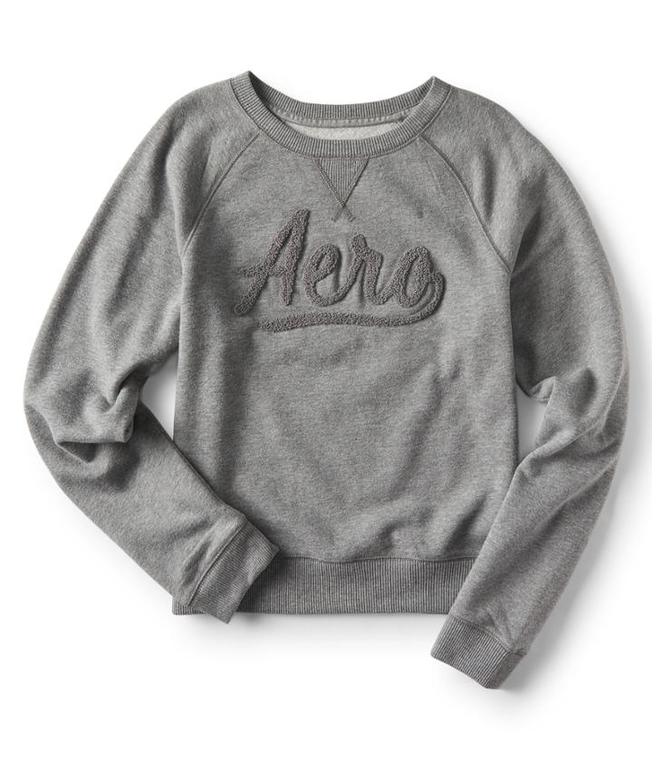 Aeropostale Aeropostale Aero Script Logo Crew Sweatshirt - Medium Heather Grey, Xsmall