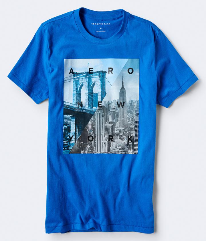 Aeropostale Aeropostale Aero New York Cityscape Graphic Tee - Victoria Blue, Xsmall