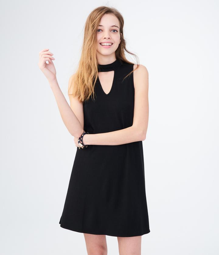 Aeropostale Aeropostale Solid Choker Swing Dress - Black, Xsmall