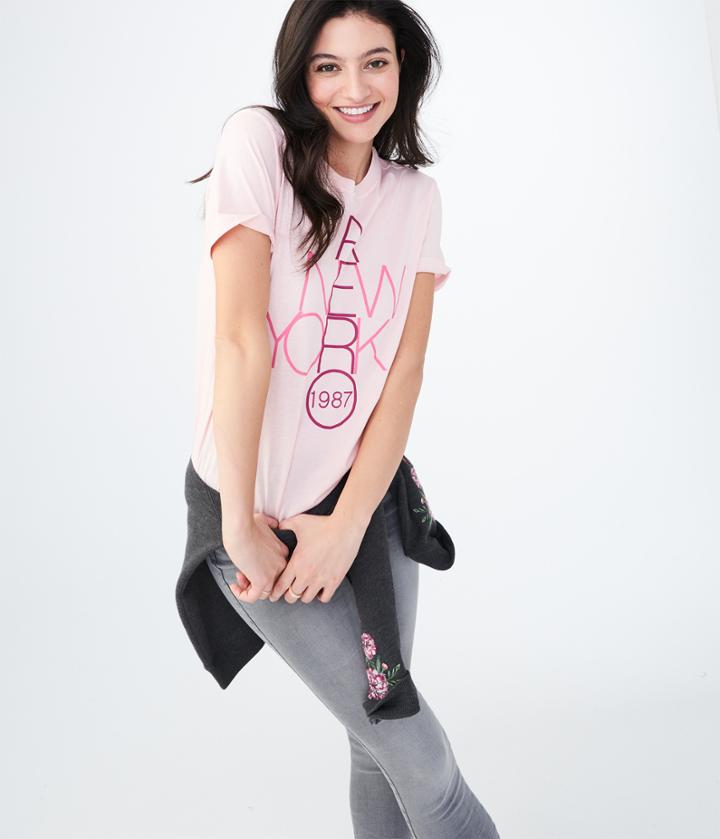 Aeropostale Aeropostale Aero New York Graphic Tee - Light Ping, Xsmall
