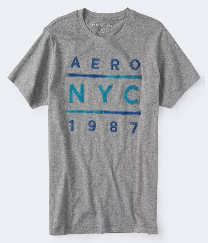 Aeropostale Aeropostale Aero Nyc 1987 Graphic Tee - Medium Grey, Small
