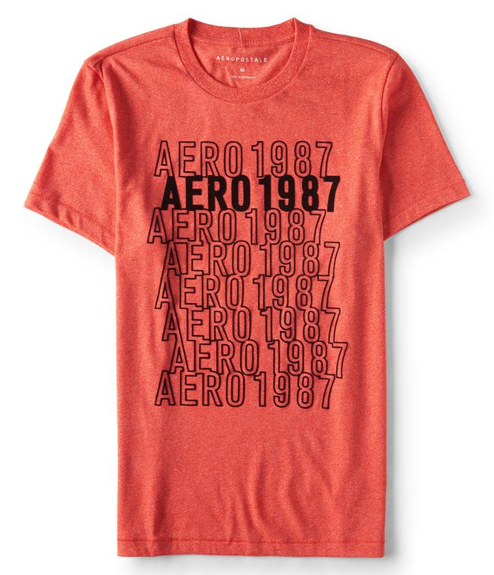 Aeropostale Aeropostale Flocked Aero 1987 Graphic Tee - Port Glow, Xsmall