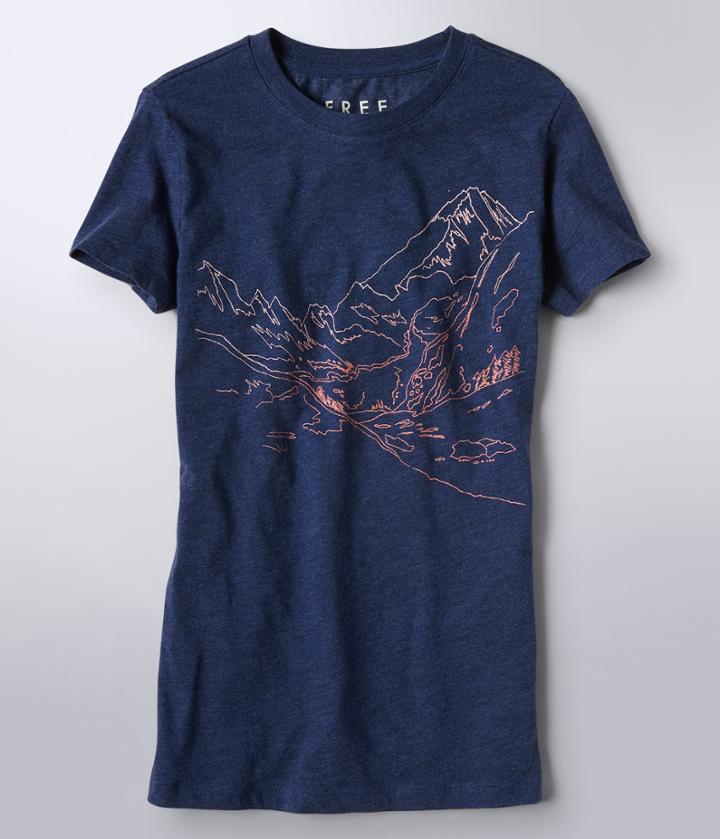 Aeropostale Aeropostale Free State Mountain Views Graphic Tee - Eclipse, Xsmall