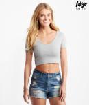 Aeropostale Tokyo Darling Textured Solid Bodycon V-neck Top