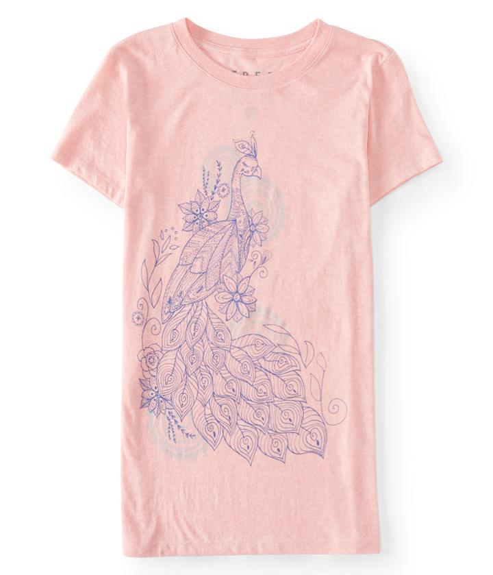 Aeropostale Aeropostale Free State Peacock Graphic Tee - Pink Force, Xsmall