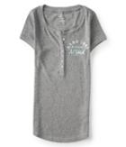 Aeropostale Aeropostale Aero 1987 New York Ribbed Henley - Medium Heather Grey, Medium
