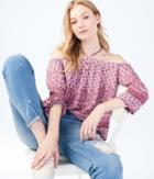 Aeropostale Aeropostale Long Sleeve Paisley Cold-shoulder Top - Mauve Lace, Xsmall