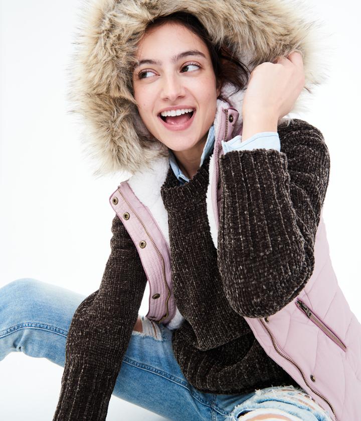 Aeropostale Aeropostale Hooded Puffer Vest - Light Purple, Small